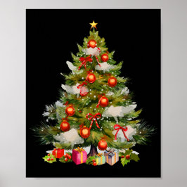 Waterverf kerstboom, vakantie decor poster