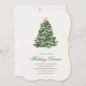Waterverf Kerstboom Vakantie Diner Party Kaart (Voorkant)