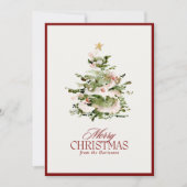 Waterverf kerstboom vakantie niet fotokaart feestdagenkaart (Voorkant)