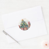  Waterverf kerstboom vakantie Ronde Sticker (Envelop)