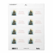Waterverf Kerstboom Verzendlabel (Full Sheet)