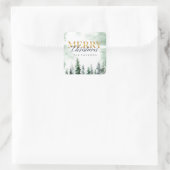 Waterverf kerstboom vierkante sticker (Tas)
