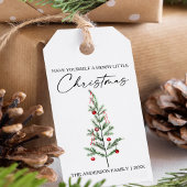 Waterverf kerstboom voor kalligrafie inkt cadeaulabel