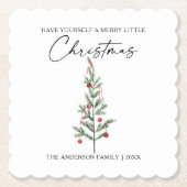 Waterverf kerstboom voor kalligrafie inkt kartonnen onderzetters (Voorkant)