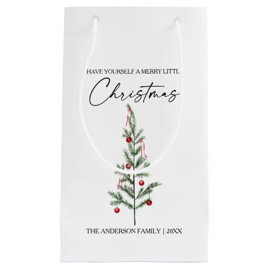 Waterverf kerstboom voor kalligrafie inkt klein cadeauzakje (Voorkant)