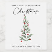 Waterverf kerstboom voor kalligrafie inkt wijn etiket (Enkel label)