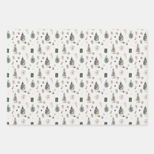 Waterverf kerstboom voor kerstmis met Santa Dog Inpakpapier Vel (Voorkant 2)