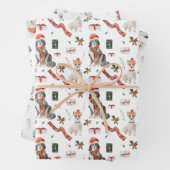 Waterverf kerstboom voor kerstmis met Santa Dog Inpakpapier Vel (In situ)