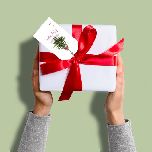 Waterverf Kerstboom Vrolijk kerstfeest Cadeaulabel