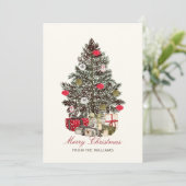 Waterverf Kerstboom Vrolijk kerstfeest Feestdagenkaart (Staand voorkant)