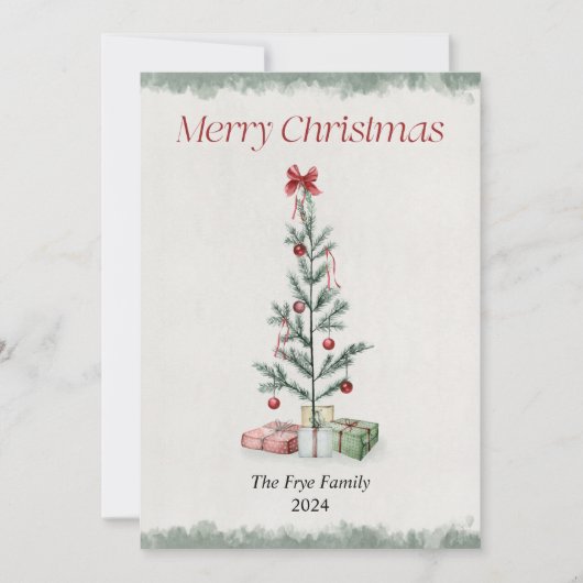 Waterverf kerstboom vrolijke kerst Kaart (Voorkant)