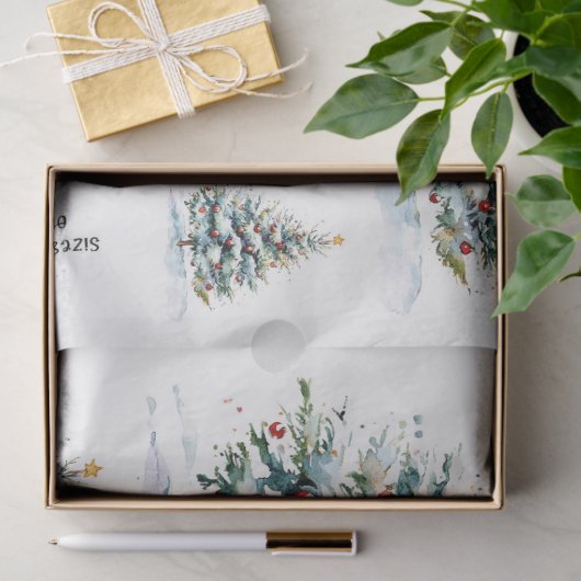 Waterverf Kerstboom w / Shining Star Tissuepapier (Geschenk)