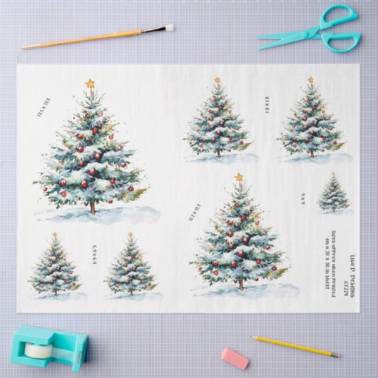 Waterverf Kerstboom w / Shining Star Tissuepapier (Craft)