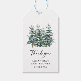 Waterverf Kerstboom Winter Baby shower Cadeaulabel