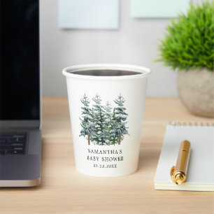 Waterverf Kerstboom Winter Baby shower Papieren Bekers