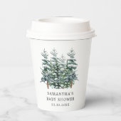 Waterverf Kerstboom Winter Baby shower Papieren Bekers (Achterkant)