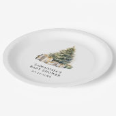 Waterverf Kerstboom Winter Baby shower Papieren Bordje (Gekanteld)