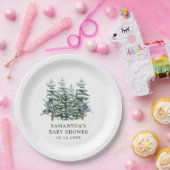 Waterverf Kerstboom Winter Baby shower Papieren Bordje (Feest)