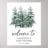 Waterverf Kerstboom Winter Baby shower Poster (Voorkant)