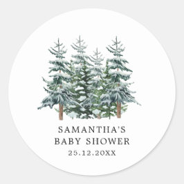 Waterverf Kerstboom Winter Baby shower Ronde Sticker