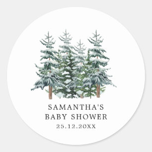 Waterverf Kerstboom Winter Baby shower Ronde Sticker