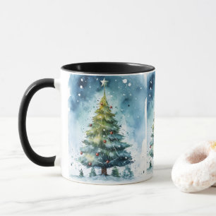 Waterverf Kerstboom Winter Wonderland Vakantie Mok