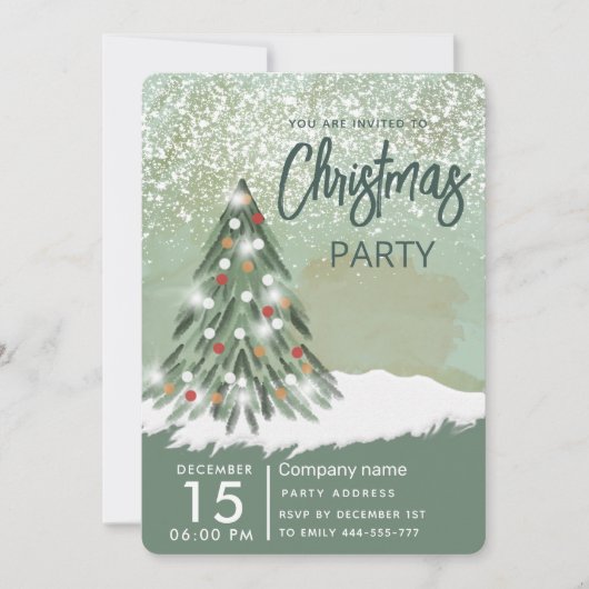 Waterverf kerstboom winterfeest kaart (Voorkant)