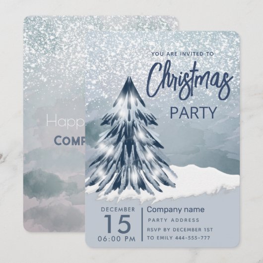Waterverf kerstboom winterfeest kaart (Voorkant / Achterkant)