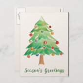 Waterverf kerstboom zakelijke vakantie Kaart (Voorkant / Achterkant)