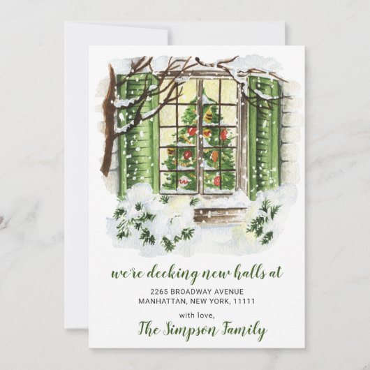 Waterverf kerstboomaankondiging aankondiging (Voorkant)