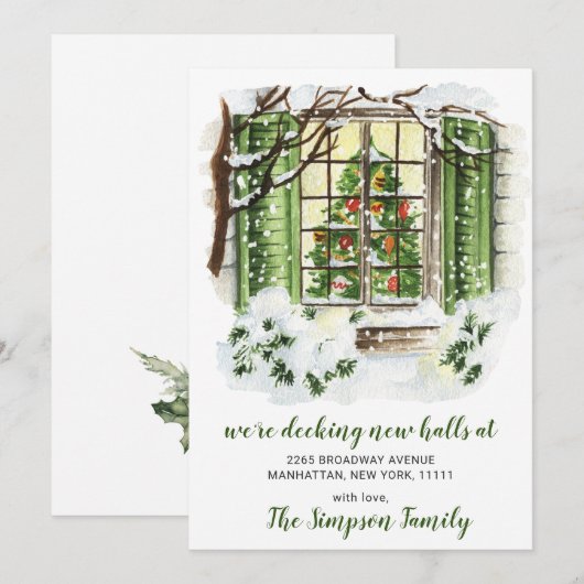 Waterverf kerstboomaankondiging aankondiging (Voorkant / Achterkant)