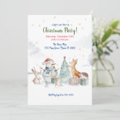 Waterverf kerstboomfeest uitnodiging (Staand voorkant)