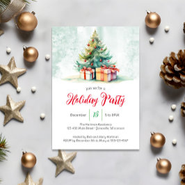 Waterverf kerstboomfeestdag feestdagenkaart