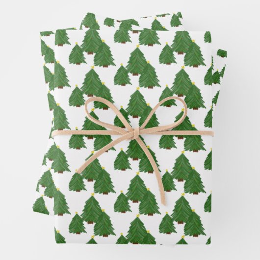 Waterverf kerstboomfeestdag inpakpapier vel (In situ)
