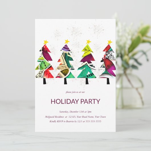 Waterverf kerstboomfeestdag kaart (Staand voorkant)