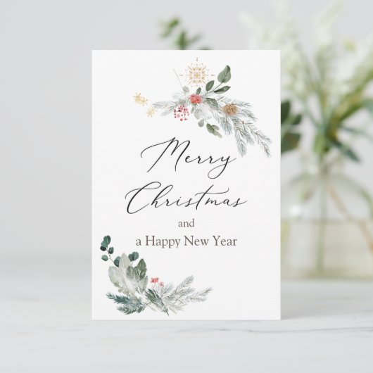 Waterverf kerstboomflatkaart (Staand voorkant)