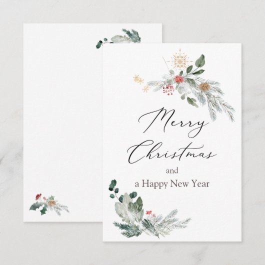 Waterverf kerstboomflatkaart (Voorkant / Achterkant)