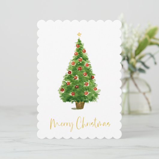 Waterverf kerstboomhandgeschreven script feestdagenkaart (Staand voorkant)