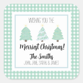 Waterverf kerstboomklep - Label met cadeautjes