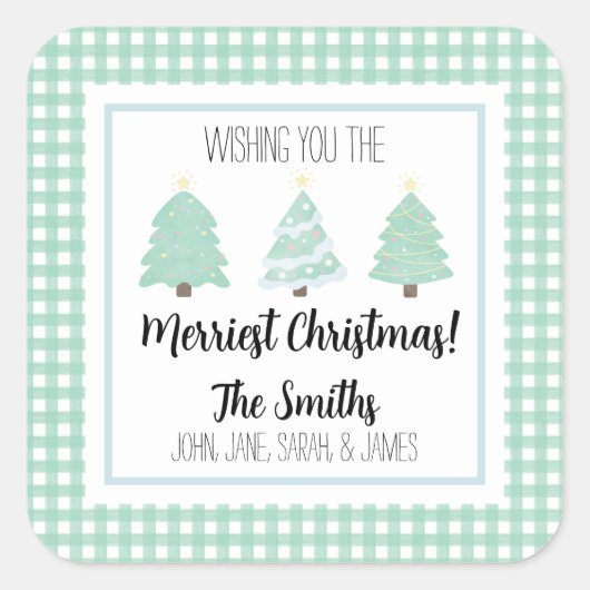 Waterverf kerstboomklep - Label met cadeautjes (Voorkant)