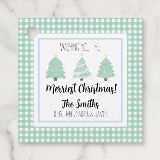 Waterverf kerstboomklep - Label met cadeautjes (Voorkant)