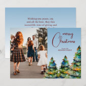 Waterverf kerstboomkunst Foto Feestdagenkaart (Voorkant / Achterkant)