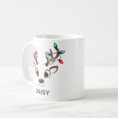 Waterverf Kerstboomlichtjes Rendier Aangepaste Naa Koffiemok (Voorkant links)