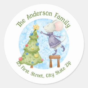 Waterverf kerstboomluis ronde sticker