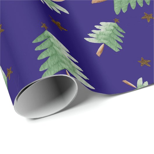 Waterverf kerstboompapier cadeaupapier (Rol Hoek)