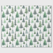 Waterverf kerstboompatroon cadeaupapier (Vlak)