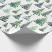 Waterverf kerstboompatroon cadeaupapier (Hoek)