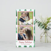 Waterverf kerstboompatroon feestdagenkaart (Staand voorkant)