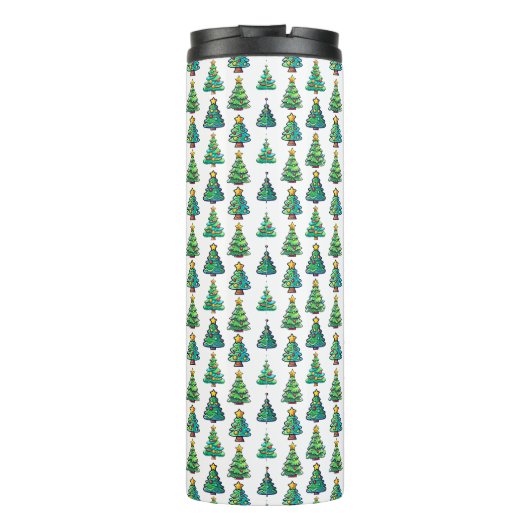 Waterverf Kerstboompatroon, Kerstmis Thermosbeker (Achterkant)