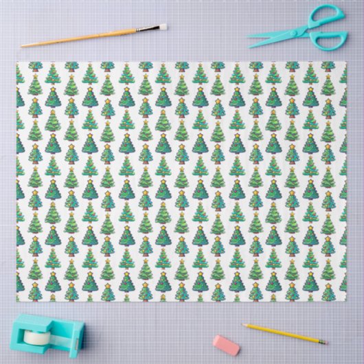 Waterverf Kerstboompatroon, Kerstmis Tissuepapier (Craft)